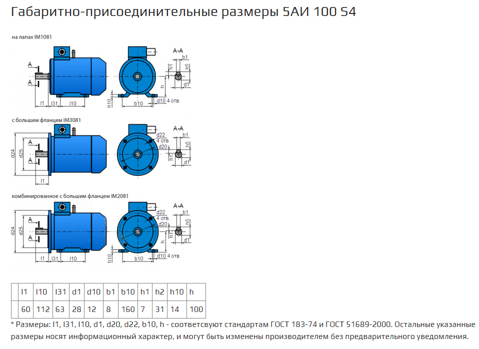 Двигатель 5АИ 100 S4 Двигатель 5АИ 100 S4